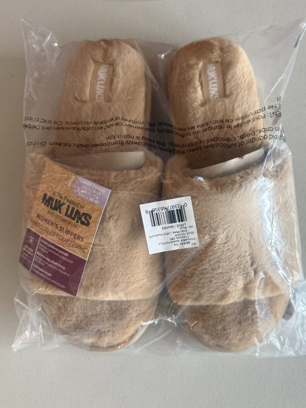 MUK LUKS Platform Slide in Irish Cream Women's Large NWT
